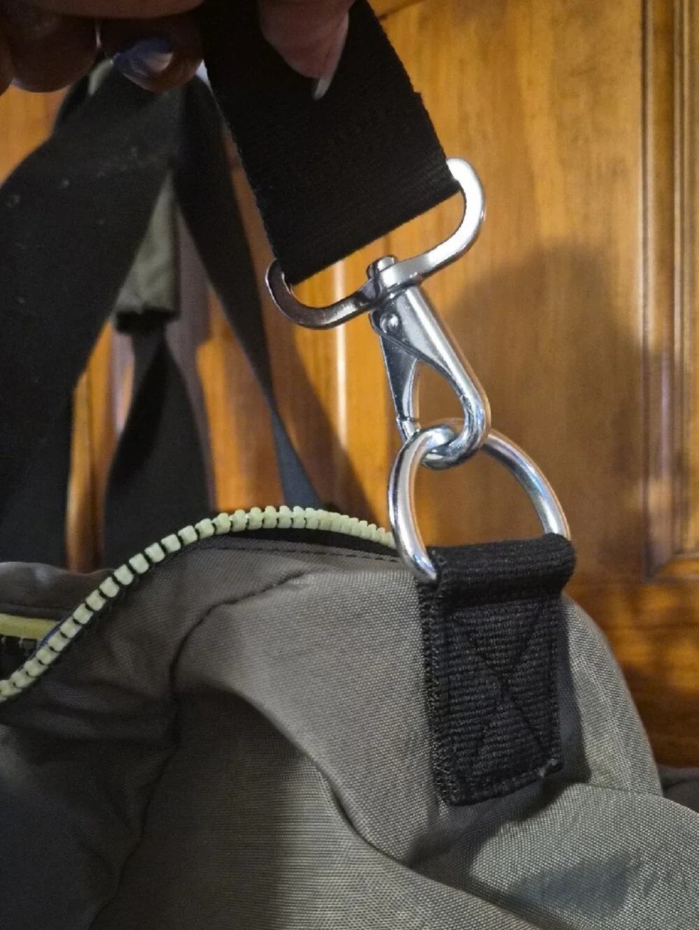 Kipling Women's Olive Canvas Duffel Bag with Black Straps